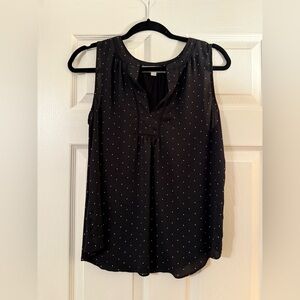 LOFT Black Sleeveless Blouse with Dotted Pattern